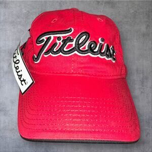 Titleist New Era Footjoy FJ Red Black Strap Back Adult OSFM Golf Hat Cap NWT